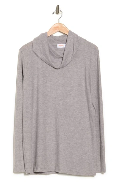 Renee C Brushed Knit Cowl Neck Tunic In Grey