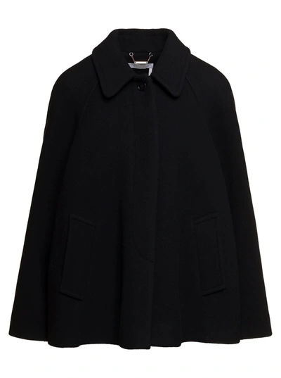 Chloé Short Cape Coat In Black | ModeSens