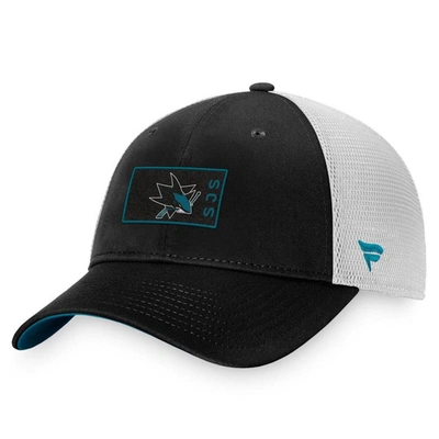 Fanatics Branded Black/white San Jose Sharks Authentic Pro Trucker Snapback Hat In Black,white