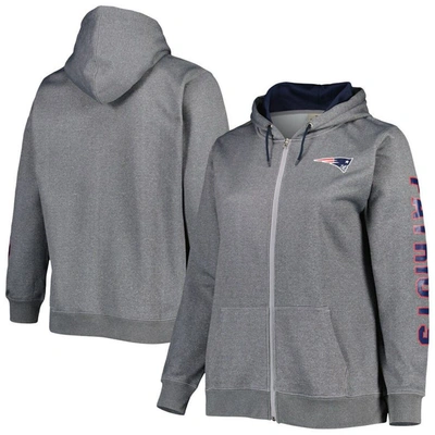 Profile Heather Charcoal New England Patriots Plus Size Fleece Full-zip Hoodie Jacket