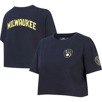 Pro Standard Navy Milwaukee Brewers Classic Team Boxy Cropped T-shirt