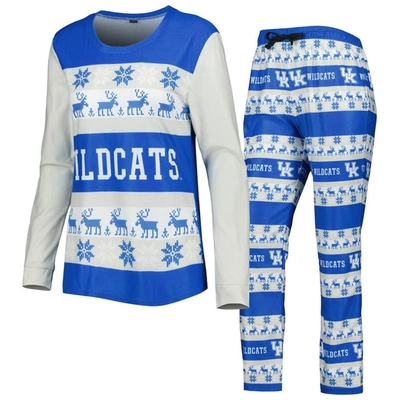 Foco Women's  Royal Kentucky Wildcats Ugly Long Sleeve T-shirt And Pajama Pants Sleep Set
