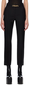 Valentino Crepe Couture Vlogo Chain Trousers Woman Black 44 In No Black
