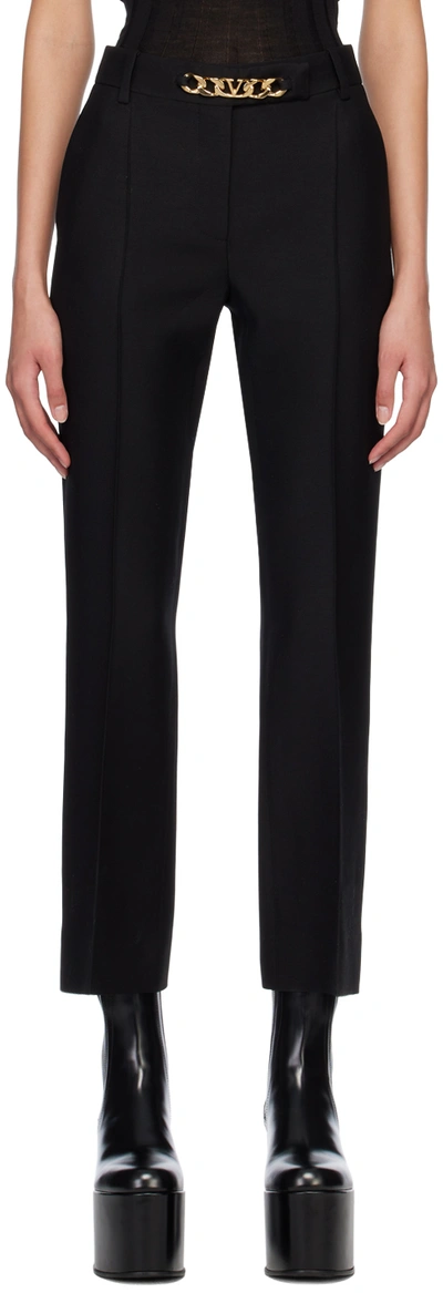 Valentino Crepe Couture Vlogo Chain Trousers In No Black