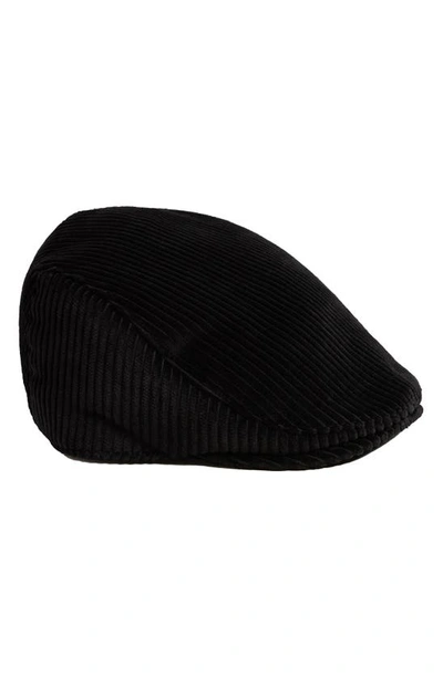 Ted Baker Loganss Check-lined Cord-cotton Flat Cap In Black