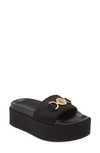 Versace Platform Mules With Medusa Head Detailing In Black Viscose Woman