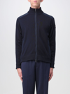 Paul & Shark Wool Cardigan With Zip And Iconic Badge In Blue