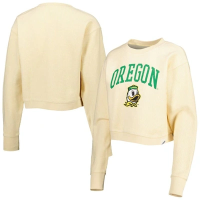 League Collegiate Wear Cream Oregon Ducks Classic Campus Corded Timber Sweatshirt