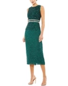 Mac Duggal Column Midi Dress In Deep Emerald