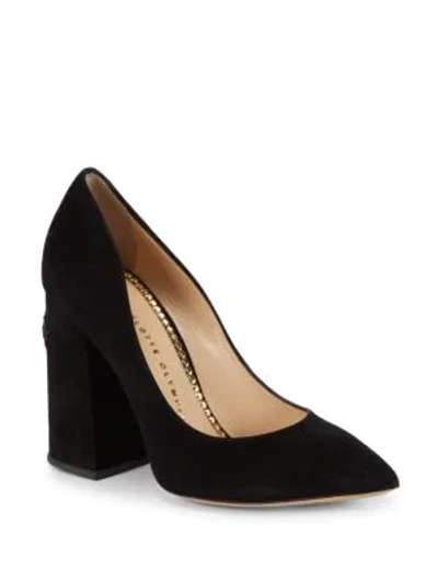 Charlotte Olympia Point Toe Leather Pumps In Black