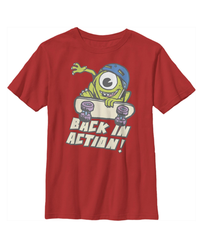Disney Pixar Boy's Monsters Inc Mike Back In Action Child Performance Tee In Red Heather