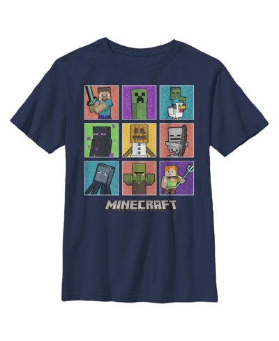 Microsoft Boy's Minecraft Character Boxes Child T-shirt In Navy Blue
