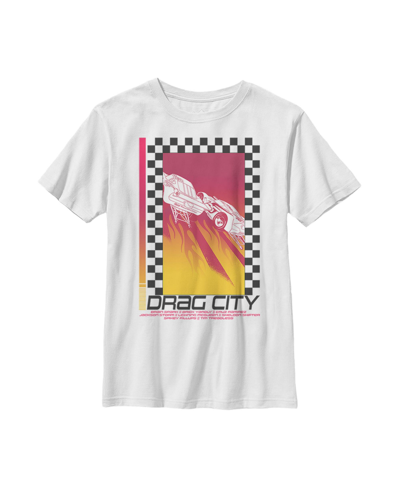 Disney Pixar Boy's Cars Checker Flame Drag City Mcqueen Child T-shirt In White