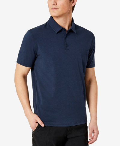 Kenneth Cole Men's Solid Button Placket Polo Shirt In Navy