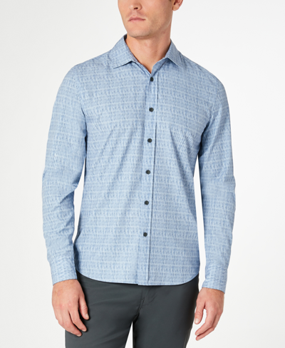 Kenneth Cole Men's Slim Fit Performance Shirt In Blue Oxford Texture