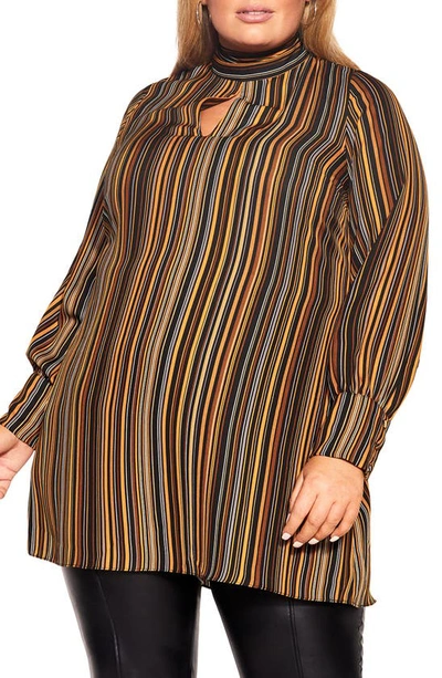 City Chic Trendy Plus Size Intrigue Tunic Top In Intriguestripe