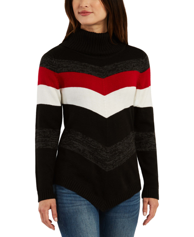 Bcx Juniors' Ribbed Colorblocked Turtleneck Sweater In Red