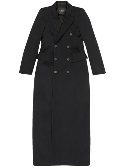 Balenciaga Double-breasted Hourglass Coat In Black
