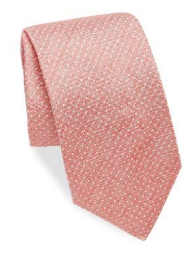 Isaia Polkadot Print Silk Tie In Light Pink