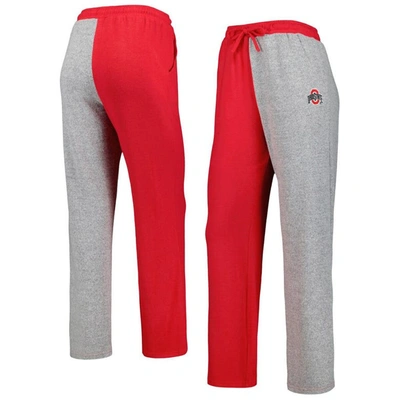 Zoozatz Women's  Scarlet, Gray Ohio State Buckeyes Colorblock Cozy Tri-blend Lounge Pants In Scarlet,gray