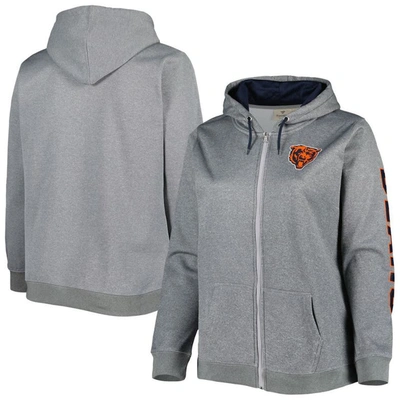 Profile Heather Charcoal Chicago Bears Plus Size Fleece Full-zip Hoodie Jacket