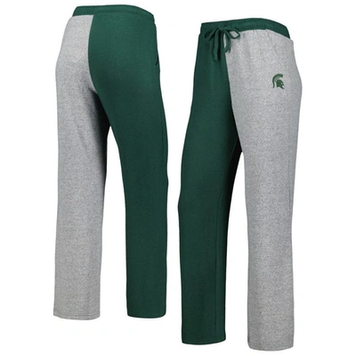 Zoozatz Women's  Green, Gray Michigan State Spartans Colorblock Cozy Tri-blend Lounge Pants In Green,gray