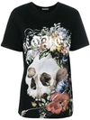 Alexander Mcqueen Floral Skull Print T-shirt In Black