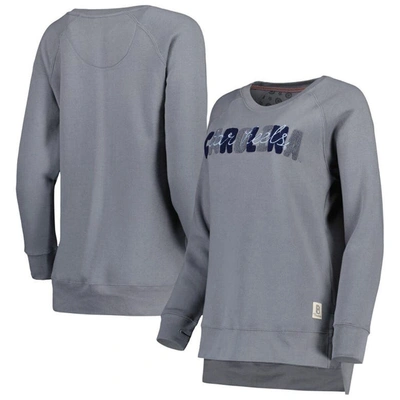 Pressbox Gray North Carolina Tar Heels Pinehurst Chenille Raglan Pullover Sweatshirt