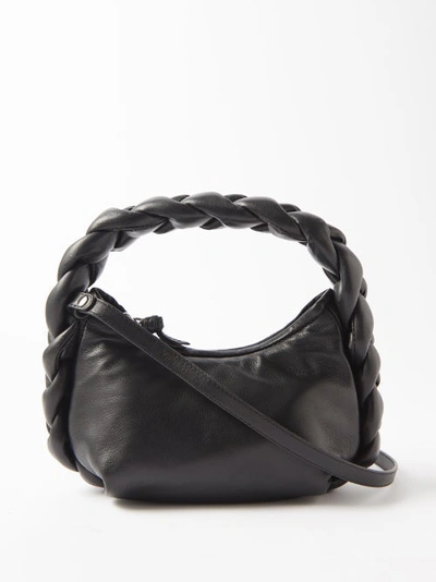 Hereu Espiga Mini Braided-handle Leather Bag In Black