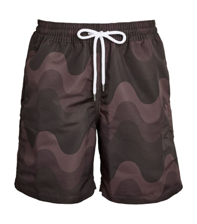 Frescobol Carioca Sport Swim Printed Swim Trunks In Brown