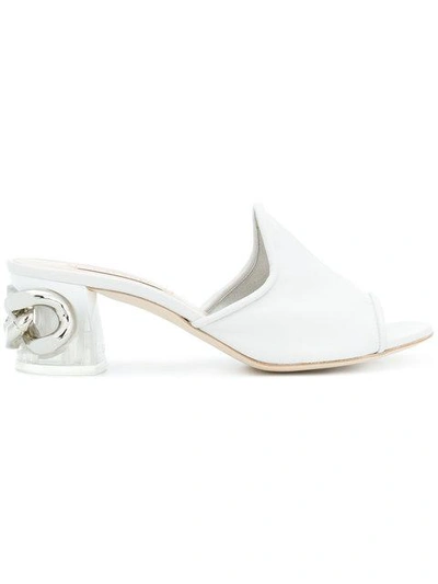 Casadei Chain-embellished Mules In White