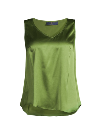 Gabriella Rossetti Plus Size Gia V-neck Silk Shell In Leaf Green