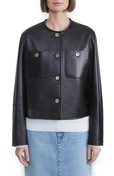 Lafayette 148 Highlands Lambskin Leather Jacket In Black