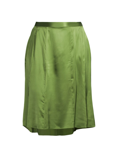 Gabriella Rossetti Bellini Silk Charmeuse Midi Skirt In Leaf Green