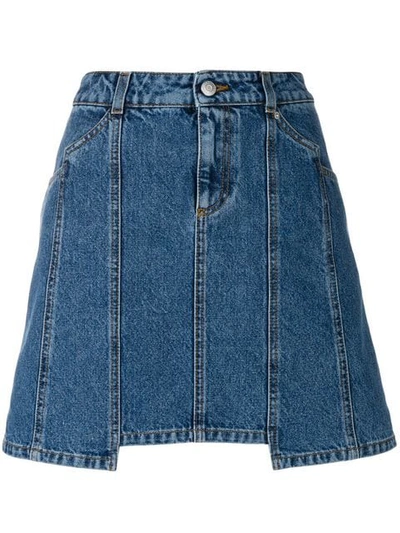 Alexander Mcqueen Denim Mini Skirt In Blue