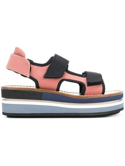 Marni Flatform Velcro Sandals In Black