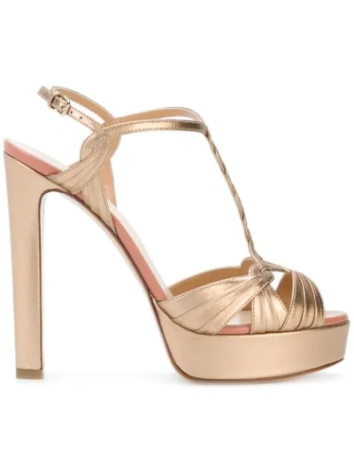 Francesco Russo Gold Platform Sandals In Pink