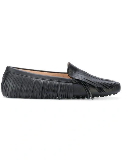 Tod's Fringed Slip-on Loafers In Black