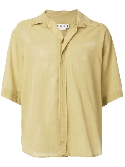 Marni Oversized Cotton Shirt In Ochre Yellow