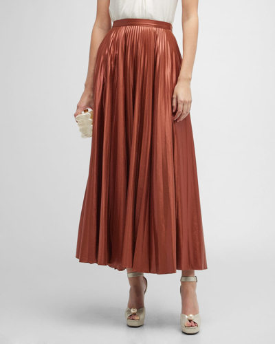 Altuzarra Sif Metallic Pleated Maxi Skirt In Bronze