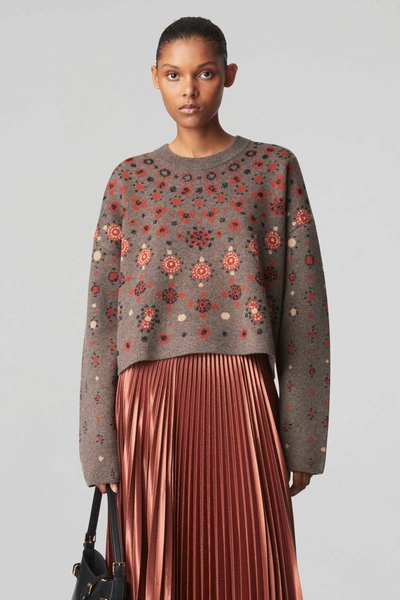 Altuzarra Makena Metallic Floral Intarsia Cashmere Jumper In Smokey Quartz