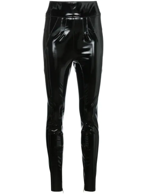 black vinyl high waisted skinny trousers