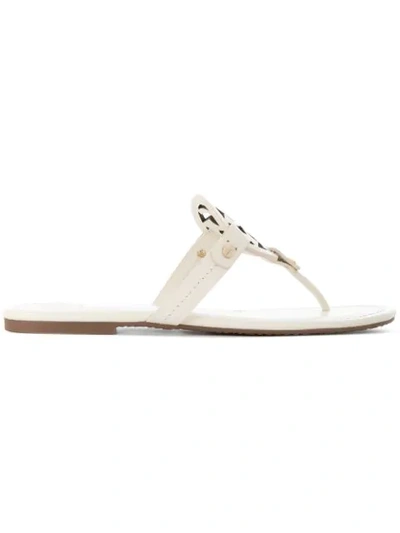 Tory Burch Miller Logo-embellished Leather Sandals In New Ivory