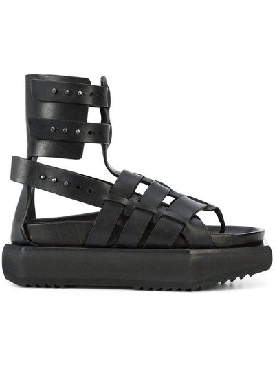 Rick Owens Granola Platform Sandals In Black