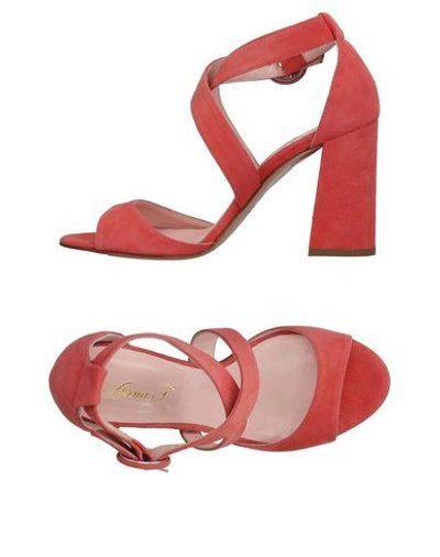 Anna F. Sandals In Coral