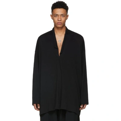 Yohji Yamamoto Black Oversized Asymmetric Shirt