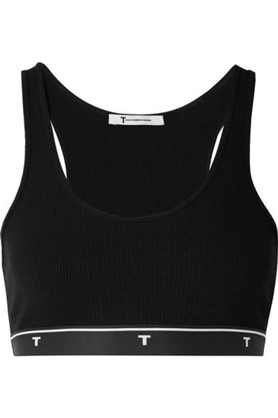 Alexander Wang T Cropped Ribbed-knit Top In Black