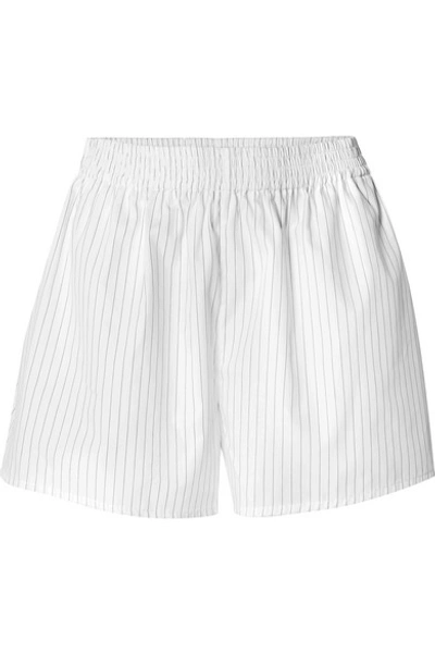 Mm6 Maison Margiela Striped Cotton-poplin Shorts In White Black Stripe (white)