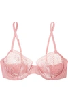 La Perla Topaz Metallic Stretch-leavers Lace And Jersey Underwired Bra In Pink Powder