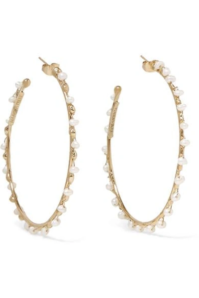 Rosantica Angola Gold-tone Freshwater Pearl Hoop Earrings